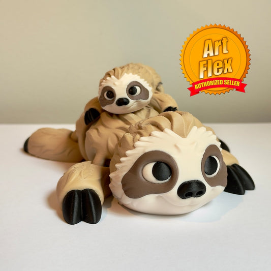 Little Baby Sloth Figure - Flexi Articulated Fidget Toy - Gift for animal lover - 3D Printed - ArtFlex