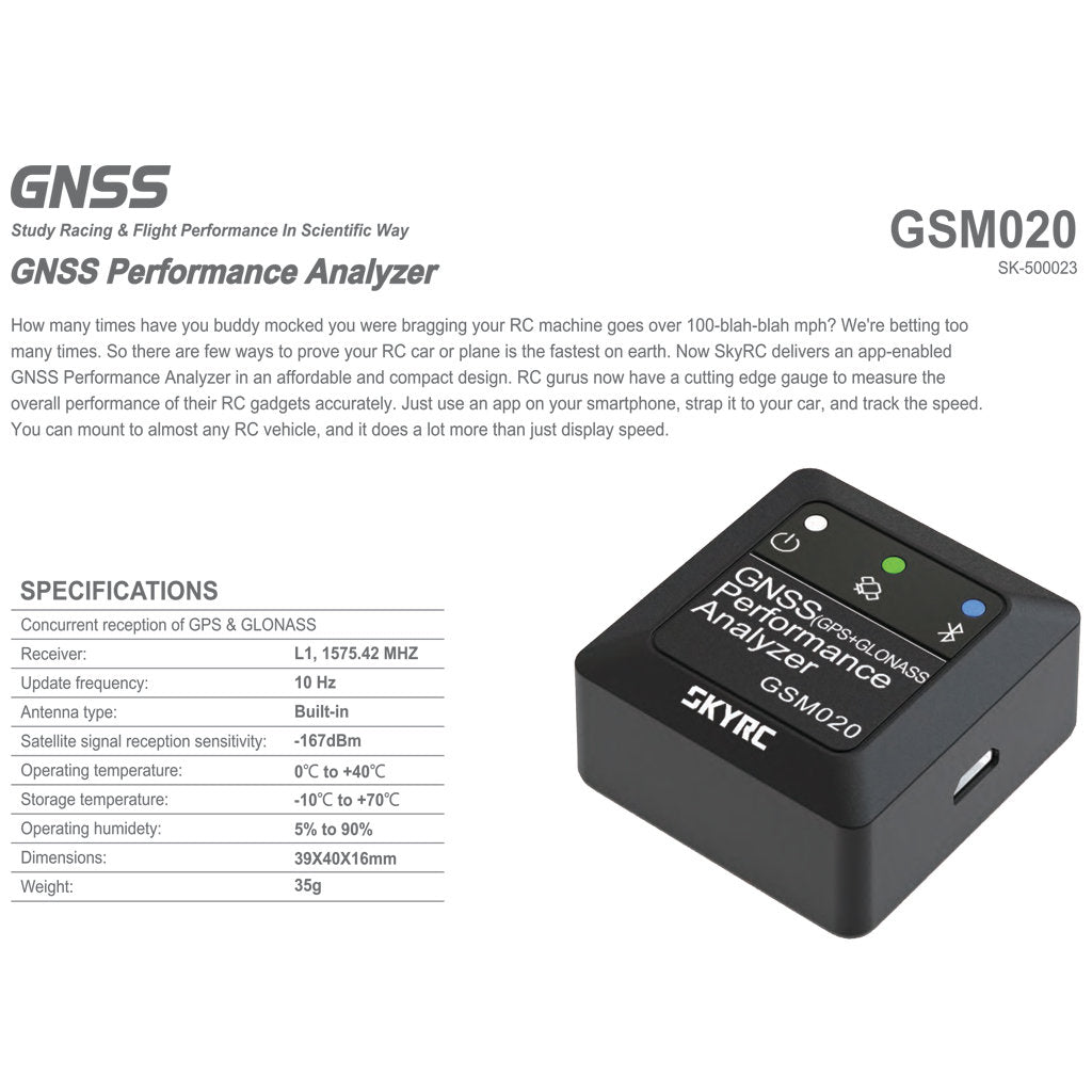 SKY RC PERFORMANCE DATA ANALYZER - GSM020